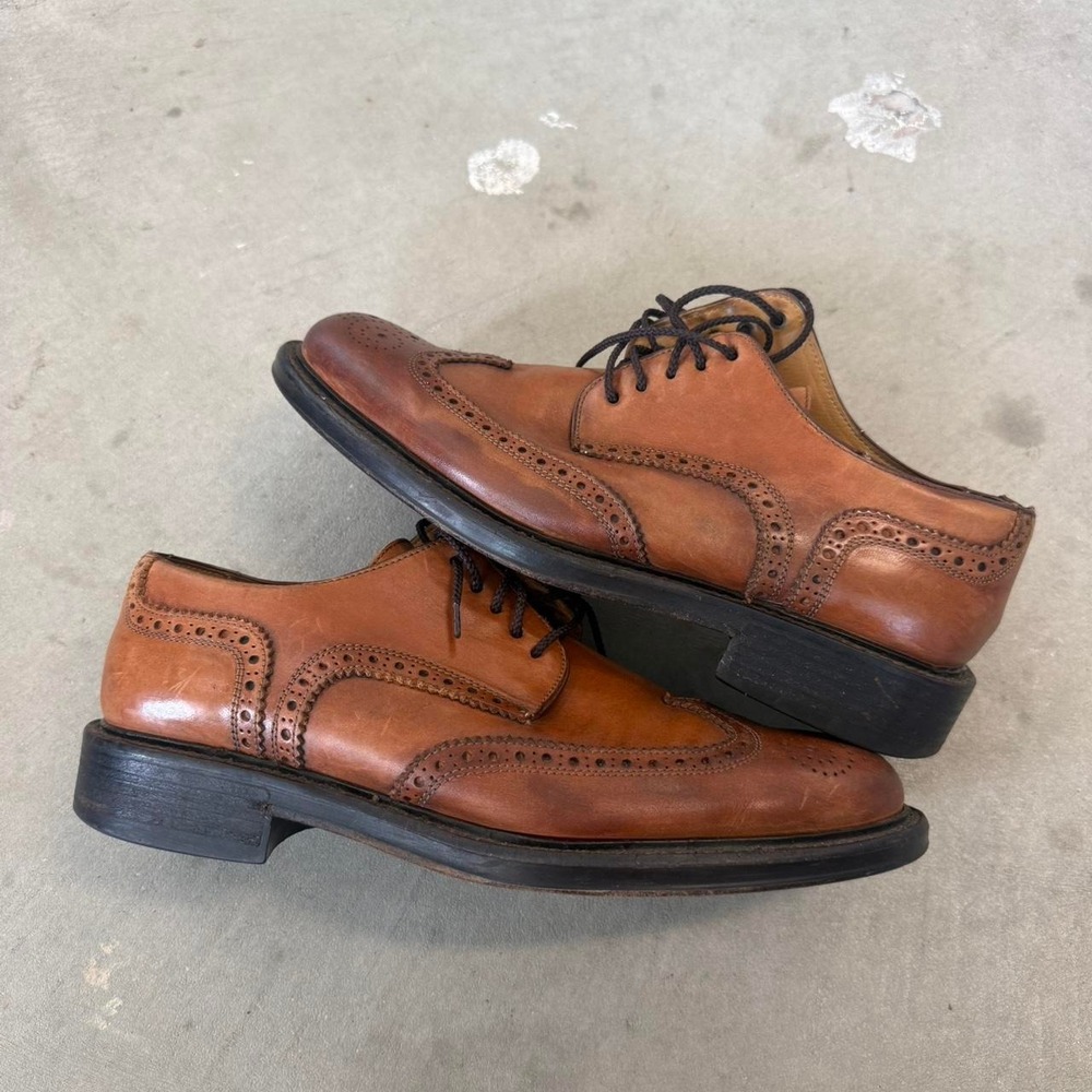 VINATGE Coach Brown leather brogue shoes with a classic Sz 10.5 MADE IN ITALY